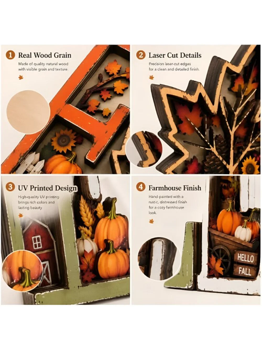 Fall Decorations for Home 2026, 3D Wooden Fall Decor with Harvest Autumn Sign